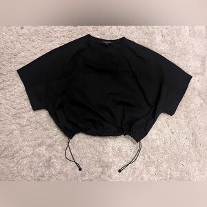 Bubble Hem Cropped Mixed Media Tee